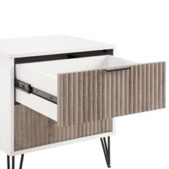 Manhattan Comfort White and Rustic Grey 2 -Drawer 40.14-in W x 21.65-in H Modern Nightstand