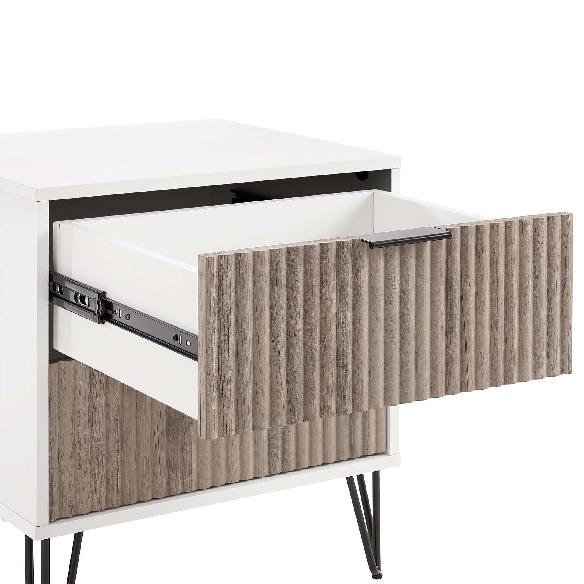 Manhattan Comfort White and Rustic Grey 2 -Drawer 40.14-in W x 21.65-in H Modern Nightstand