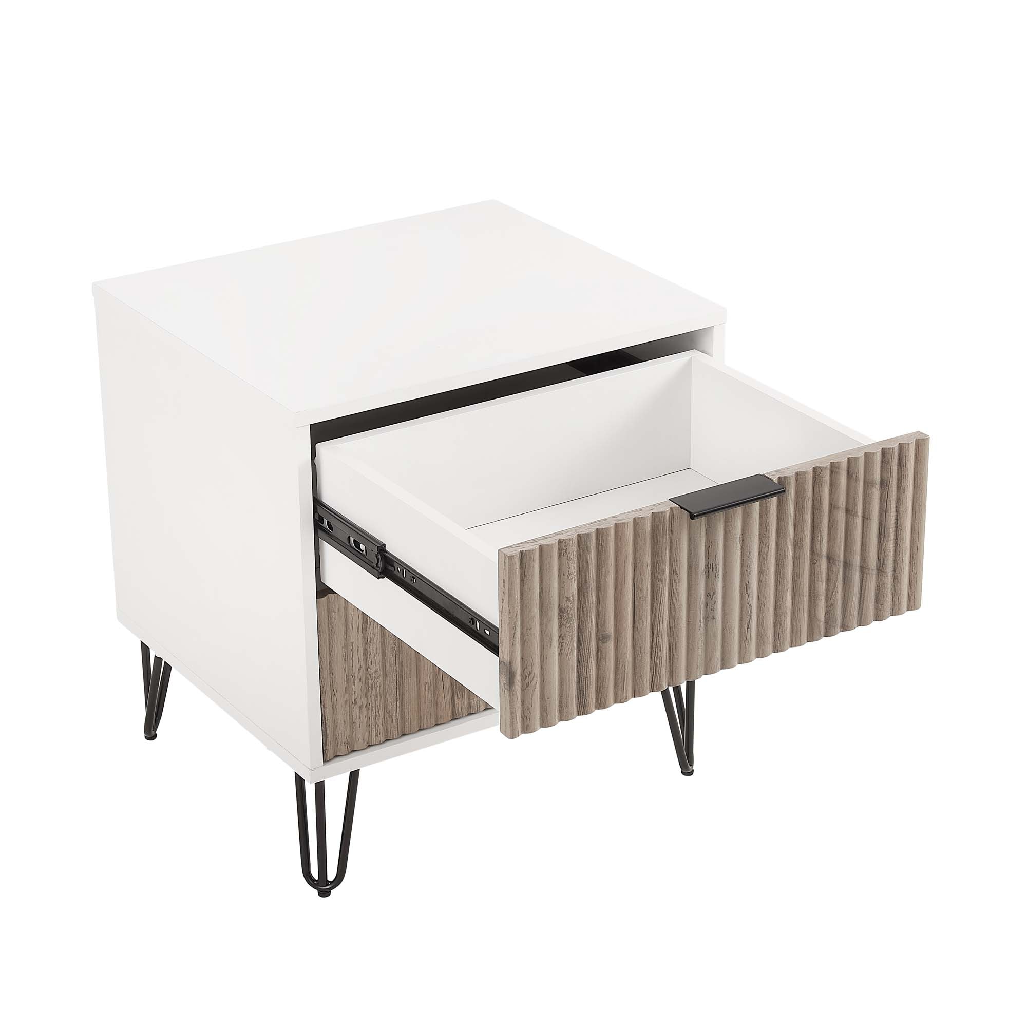 Manhattan Comfort White and Rustic Grey 2 -Drawer 40.14-in W x 21.65-in H Modern Nightstand