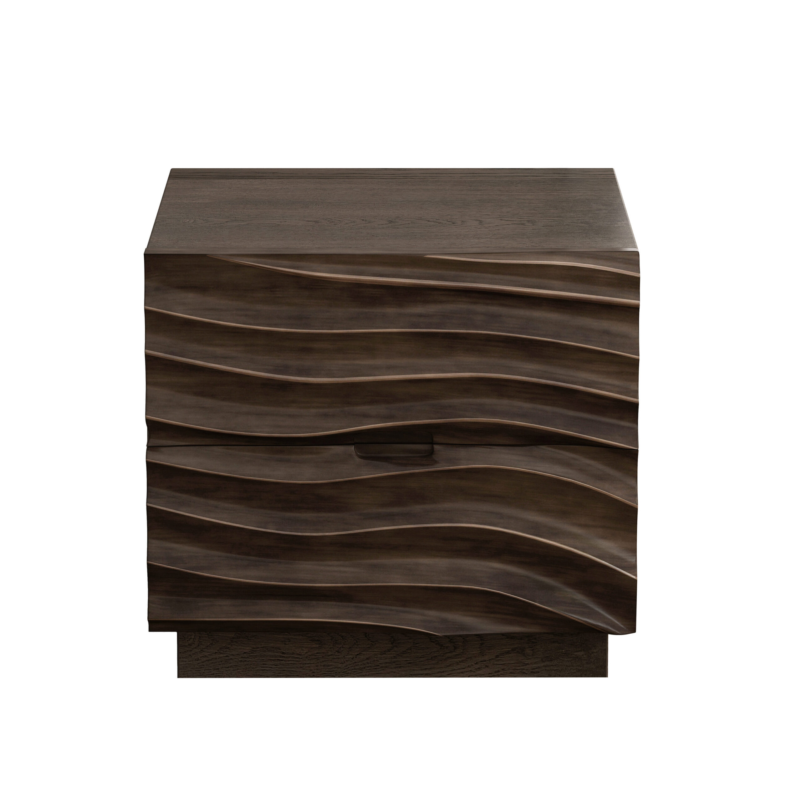 LUXEYARD Solid Wood Nightstands Set of 2 Bedside Table with 2 Drawers No Handles Sofa End Table for Living Room Bedrooms Brown