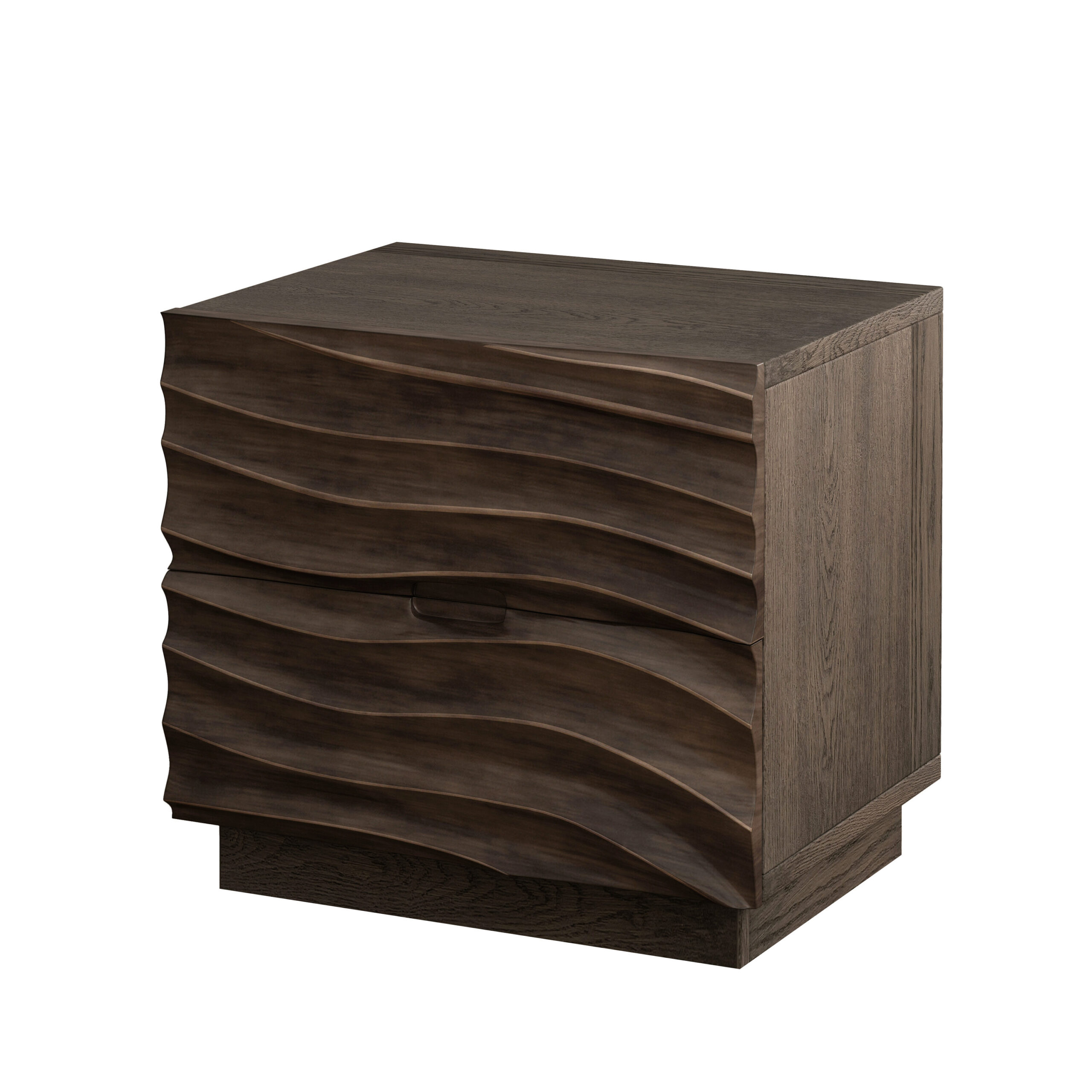 LUXEYARD Solid Wood Nightstands Set of 2 Bedside Table with 2 Drawers No Handles Sofa End Table for Living Room Bedrooms Brown