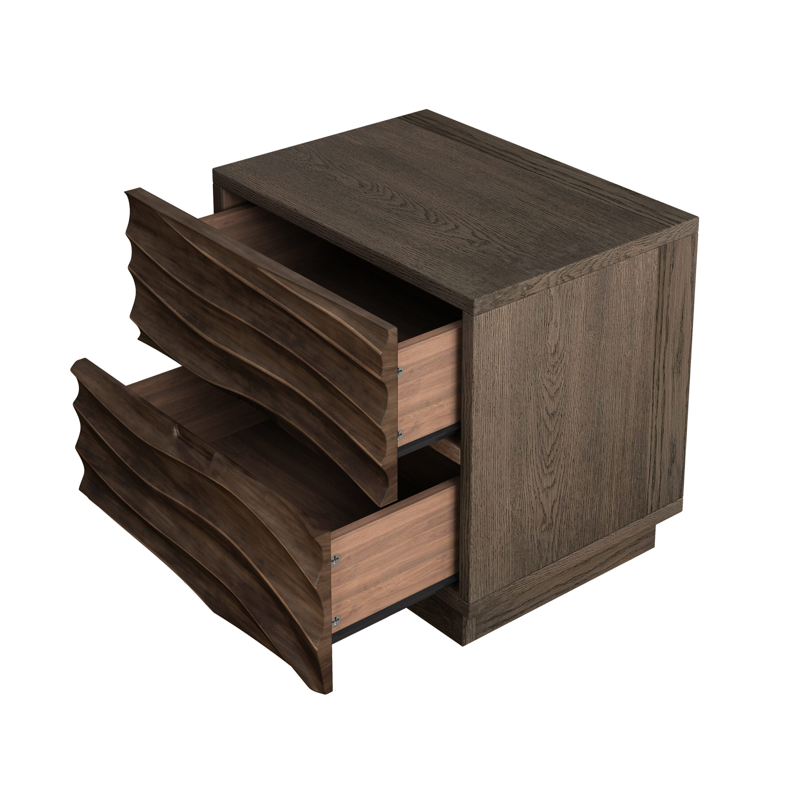 LUXEYARD Solid Wood Nightstands Set of 2 Bedside Table with 2 Drawers No Handles Sofa End Table for Living Room Bedrooms Brown