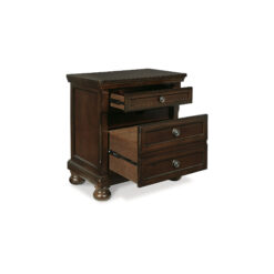 Signature Design by Ashley Porter 2 Drawer Nightstand with Hidden Pull Out Tray in Rustic Brown Finish