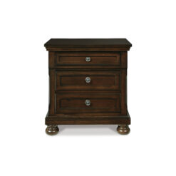 Signature Design by Ashley Porter 2 Drawer Nightstand with Hidden Pull Out Tray in Rustic Brown Finish