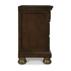 Signature Design by Ashley Porter 2 Drawer Nightstand with Hidden Pull Out Tray in Rustic Brown Finish