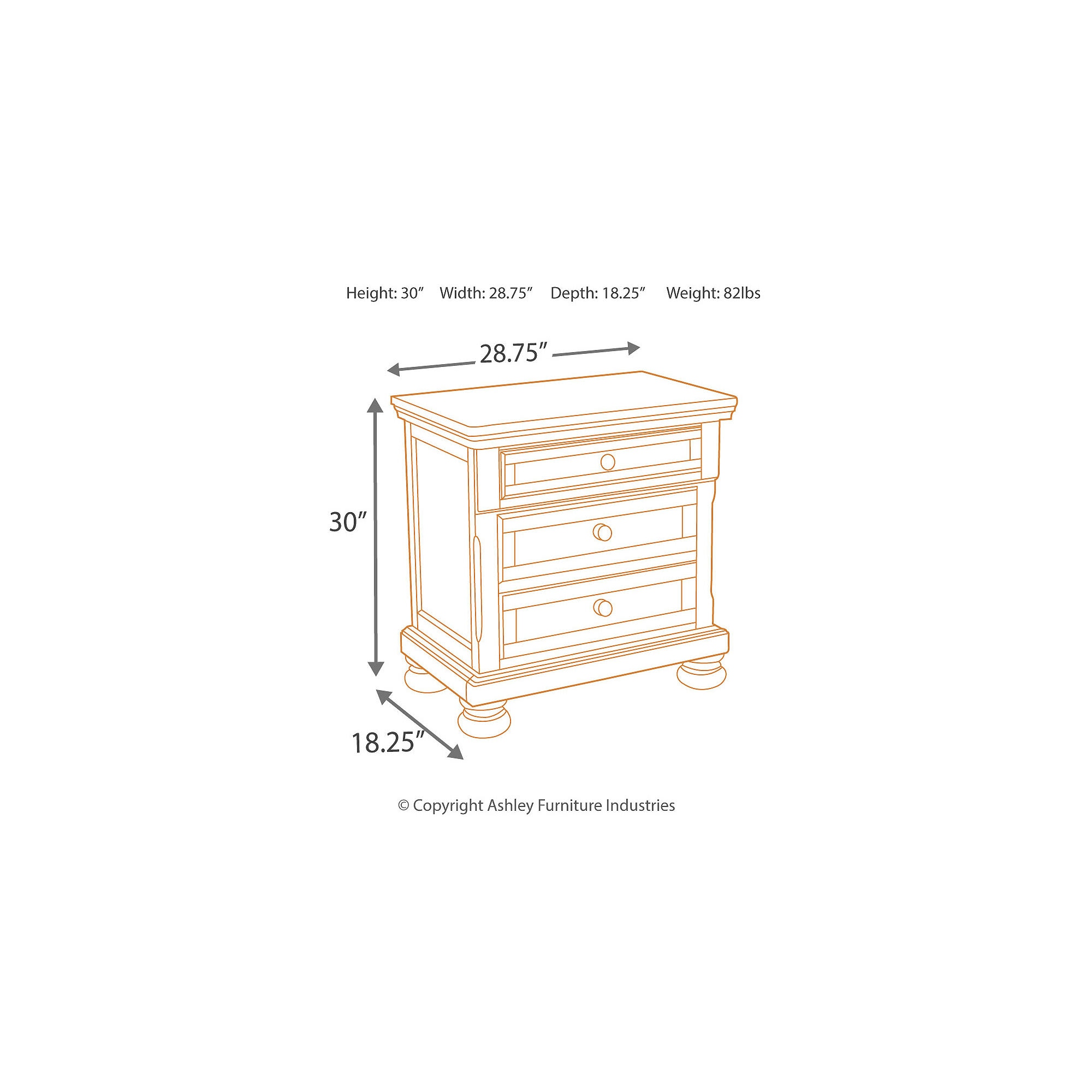 Signature Design by Ashley Porter 2 Drawer Nightstand with Hidden Pull Out Tray in Rustic Brown Finish