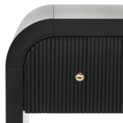 Safavieh Liabella Scandinavian Style 1 Drawer Curved Nightstand/Black/Gold