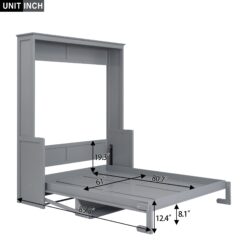 ModernLuxe Queen Size Murphy Bed with a Shelf Gray