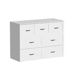 Homsee Multi-Functional 2-in-1 Murphy Bed Queen Size Bed Frame with Built-in Power Strip 3 Drawers Foldable Platform Bed 81.5''L x 61.8''W x 43.9''H White