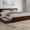 AFI King Walnut Wood Platform Bed Storage with Headboard