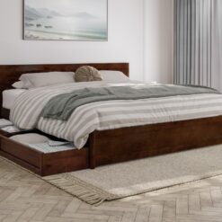 AFI King Walnut Wood Platform Bed Storage with Headboard