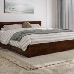 AFI King Walnut Wood Platform Bed Storage with Headboard