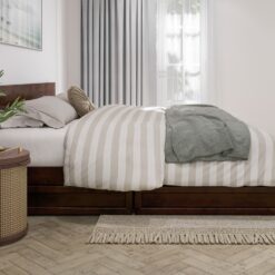AFI King Walnut Wood Platform Bed Storage with Headboard
