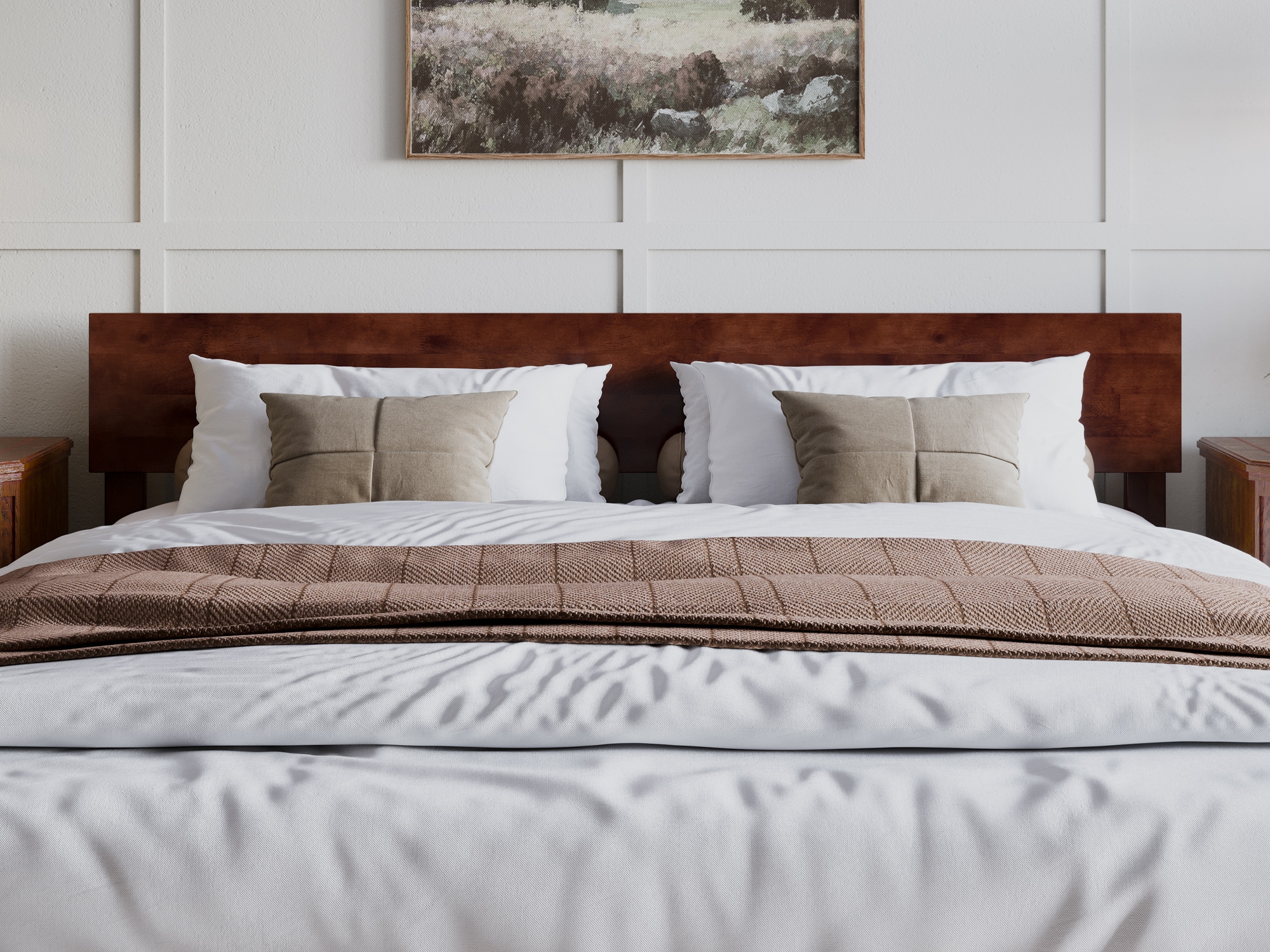 AFI King Walnut Wood Platform Bed Storage with Headboard