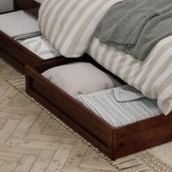 AFI King Walnut Wood Platform Bed Storage with Headboard
