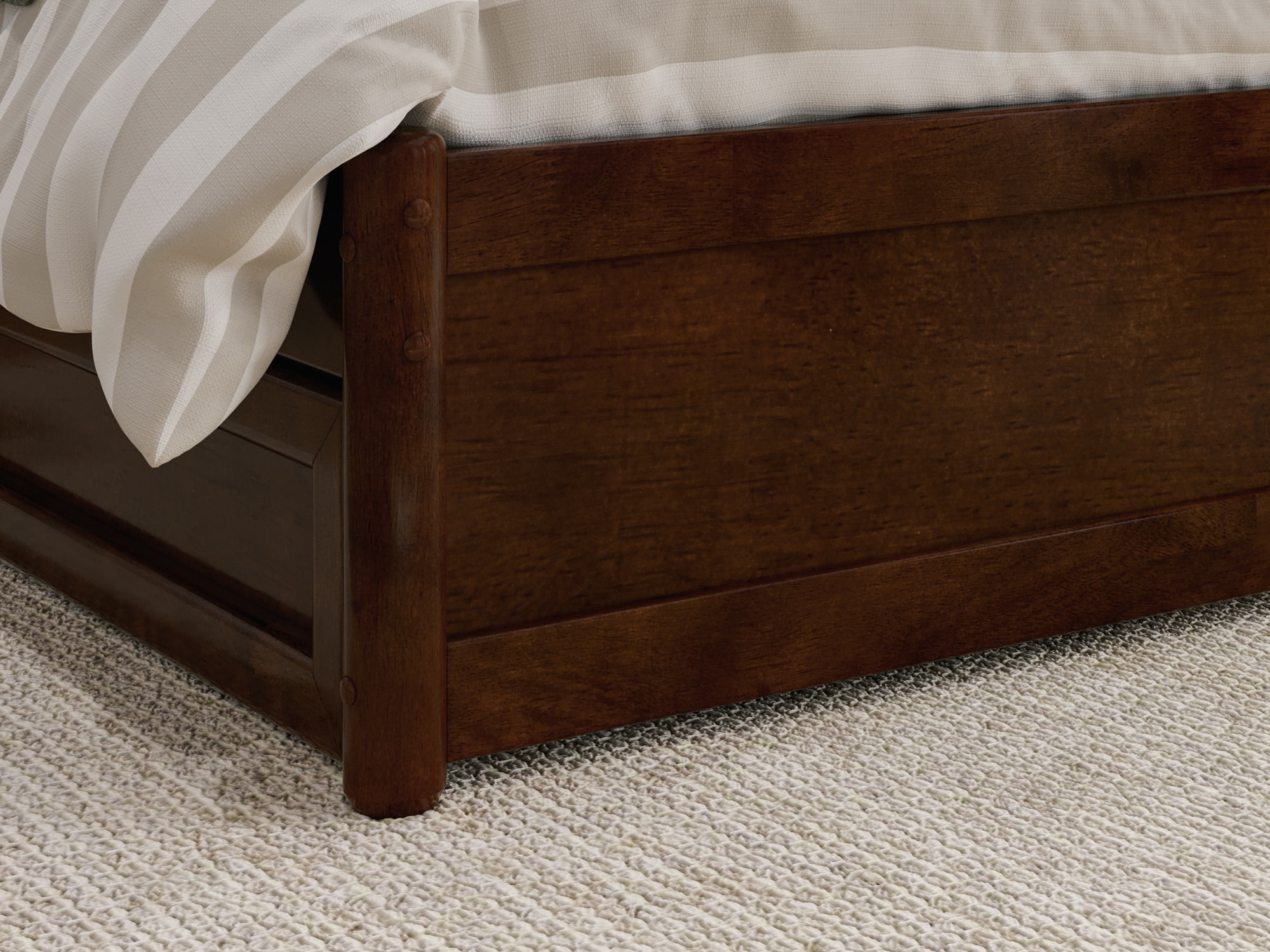 AFI King Walnut Wood Platform Bed Storage with Headboard