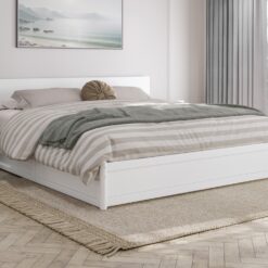 AFI King White Wood Platform Bed Storage with Headboard