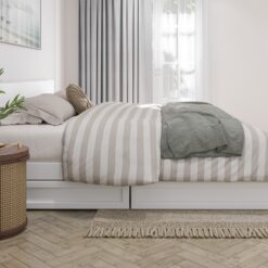 AFI King White Wood Platform Bed Storage with Headboard