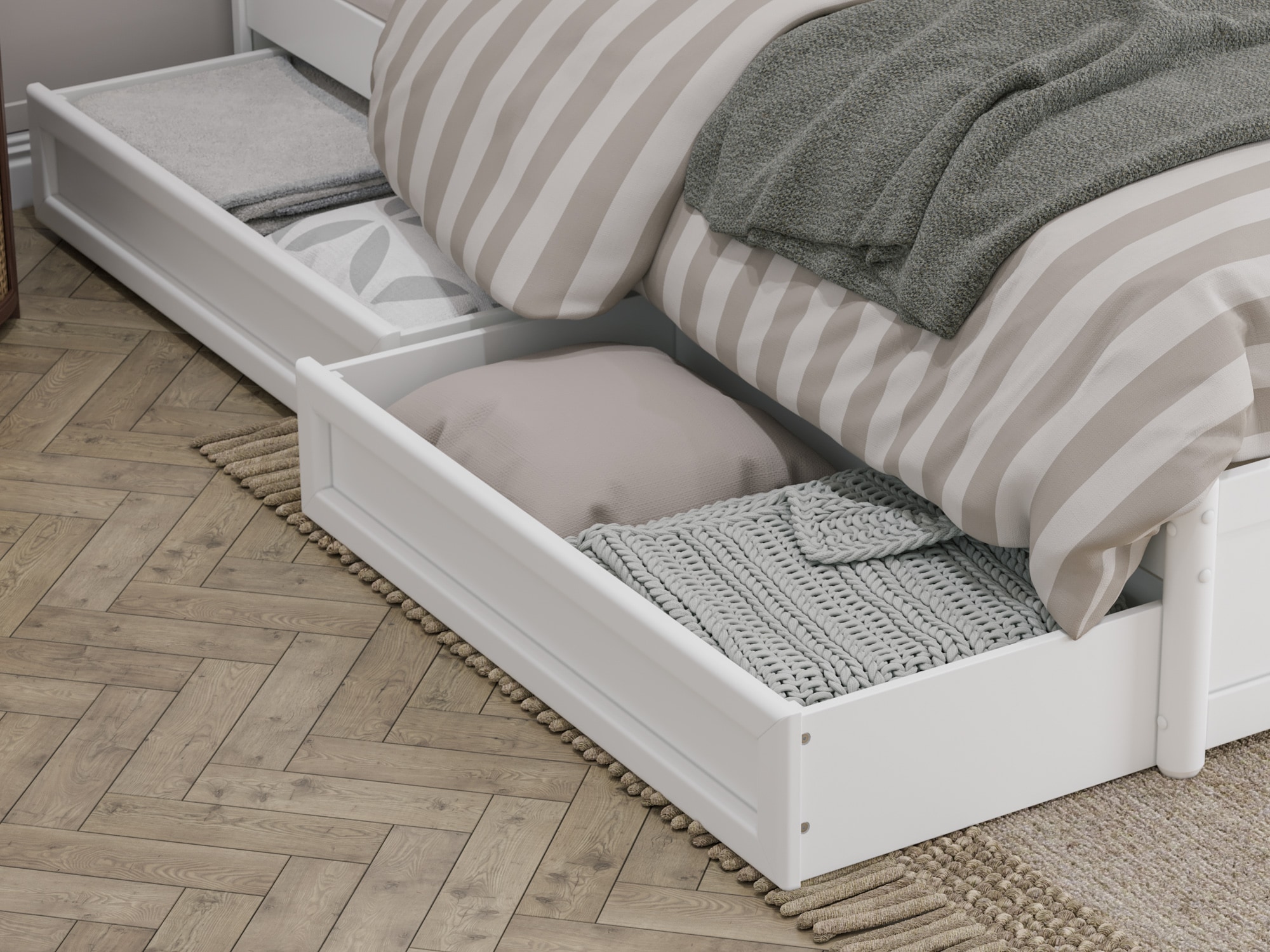 AFI King White Wood Platform Bed Storage with Headboard