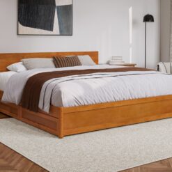AFI King Light Toffee Wood Platform Bed Storage with Headboard