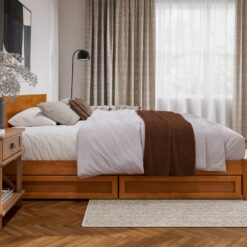 AFI King Light Toffee Wood Platform Bed Storage with Headboard