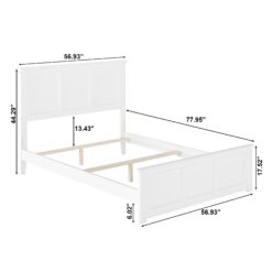 AFI Furnishings Full White Wood Bed Frame with Headboard