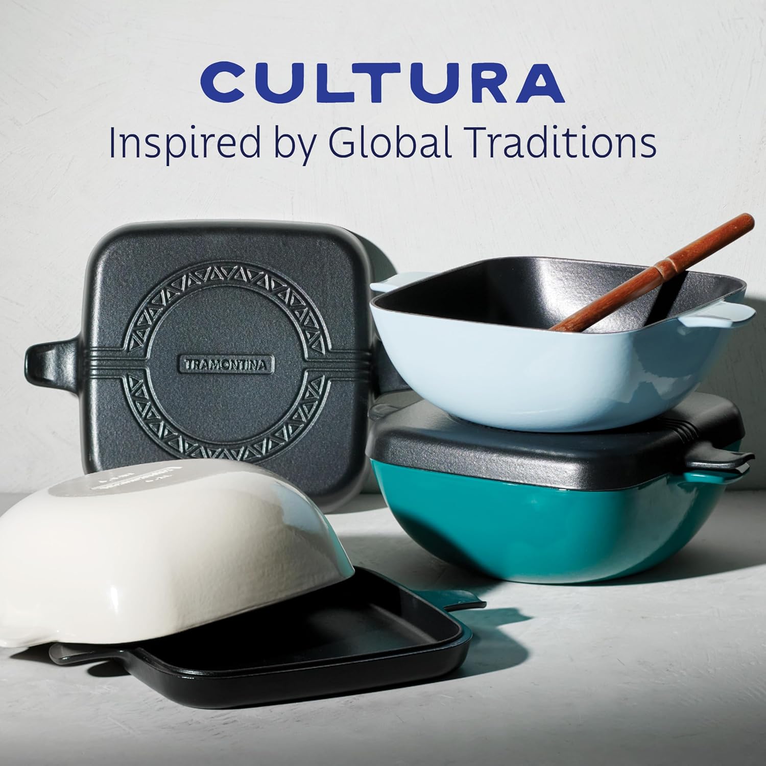 Tramontina Cultura 2-in-1 Enameled Cast Iron Dutch Oven Pot with Reversible Lid Griddle and Trivet, Oven Safe 6.5-Quart Multi-Cooker, Gardenia White