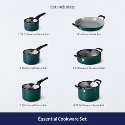 Tramontina Ceramic Non Stick 11-Piece Nesting Pots and Pans Set with Lids - Stackable Nonstick Cookware Set, Dishwasher and Oven Safe, Teal