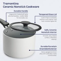 Tramontina Ceramic Non Stick 11-Piece Nesting Pots and Pans Set with Lids - Stackable Nonstick Cookware Set, Dishwasher and Oven Safe, White