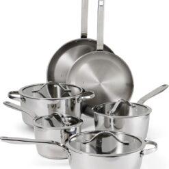Tramontina Tempo Tri-Ply Base Stainless Steel 10-Piece Cookware Set with Glass Lids, Pots and Pans Kitchen Set, Induction-Ready, Oven-Safe, Dishwasher-Safe