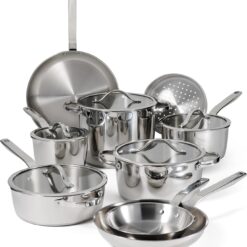 Tramontina Tempo Tri-Ply Base Stainless Steel 14-Piece Cookware Set with Glass Lids, Pots and Pans Kitchen Set, Induction-Ready, Oven-Safe, Dishwasher-Safe