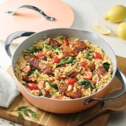 Tramontina Fiora 4.25-Quart Multipurpose Ceramic Non Stick Cooking Pan with Lid, Spanish Villa