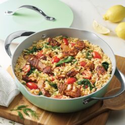 Tramontina Fiora 4.25-Quart Multipurpose Ceramic Non Stick Cooking Pan with Lid, Mint