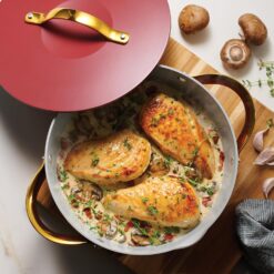 Tramontina Fiora 4.25-Quart Multipurpose Ceramic Non Stick Cooking Pan with Lid, Merlot