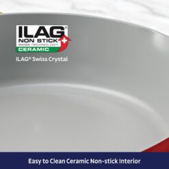 Tramontina Fiora 4.25-Quart Multipurpose Ceramic Non Stick Cooking Pan with Lid, Merlot
