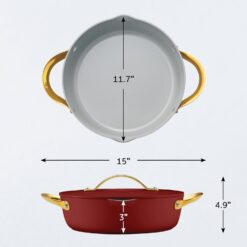 Tramontina Fiora 4.25-Quart Multipurpose Ceramic Non Stick Cooking Pan with Lid, Merlot