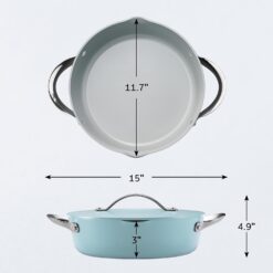 Tramontina Fiora 4.25-Quart Multipurpose Ceramic Non Stick Cooking Pan with Lid, Frost Blue