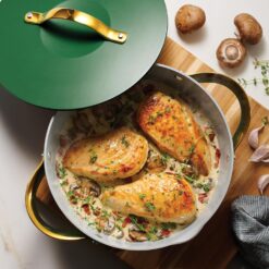 Tramontina Fiora 4.25-Quart Multipurpose Ceramic Non Stick Cooking Pan with Lid, Green