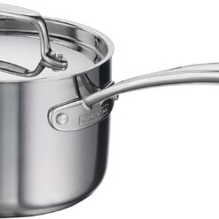 Tramontina Utsava Tri-Ply Clad Stainless Steel 2.2-Quart Sauce Pan with Lid and Ceramic Non Stick Interior, Induction-Ready Small Saucepan