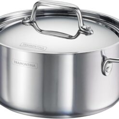 Tramontina Utsava Tri-Ply Clad Stainless Steel 3.25-Quart Casserole with Lid and Ceramic Non Stick Interior, Induction-Ready Small Dutch Oven Pot