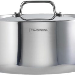 Tramontina Utsava Tri-Ply Clad Stainless Steel 5-Quart Casserole with Lid and Ceramic Non Stick Interior, Induction-Ready Dutch Oven Pot