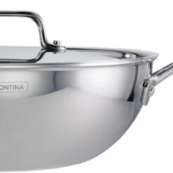 Tramontina Utsava Tri-Ply Clad Stainless Steel 3.75-Quart Wok with Lid and Ceramic Non Stick Interior, Induction-Ready Cooking Pan