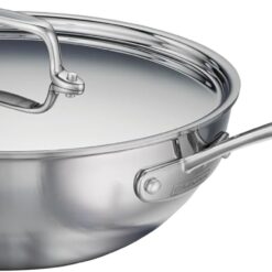 Tramontina Utsava Tri-Ply Clad Stainless Steel 3.75-Quart Wok with Lid and Ceramic Non Stick Interior, Induction-Ready Cooking Pan