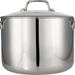 Tramontina Tri-Ply Clad Stainless Steel 8-Quart Stock Pot with Glass Lid, Induction-Ready Pasta Pot, Dishwasher-Safe, NSF-Certified
