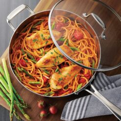 Tramontina Tri-Ply Clad Stainless Steel 6-Quart Saute Pan with Glass Lid, Induction-Ready Cooking Pan, Dishwasher-Safe, NSF-Certified