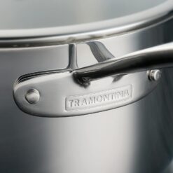 Tramontina Tri-Ply Clad Stainless Steel 6-Quart Saute Pan with Glass Lid, Induction-Ready Cooking Pan, Dishwasher-Safe, NSF-Certified