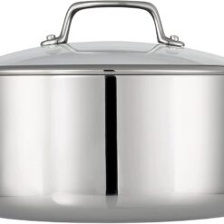 Tramontina Tri-Ply Clad Stainless Steel 5-Quart Dutch Oven Pot with Glass Lid, Induction-Ready, Dishwasher-Safe, NSF-Certified