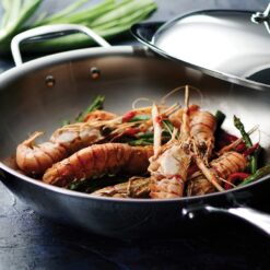 Tramontina Signature Tri-Ply Clad Stainless Steel 12.5-Inch Wok with lid, Induction-Ready, Dishwasher-Safe, NSF-Certified, Made in Brazil