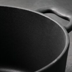 Tramontina Bestow Enameled Cast Iron Dutch Oven Pot with Lid, Round 5.5-quart, Matte Black with Gold Knob