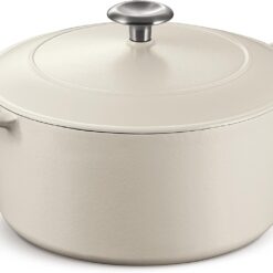 Tramontina Bestow Enameled Cast Iron Dutch Oven Pot with Lid, Round 5.5-quart, Matte White